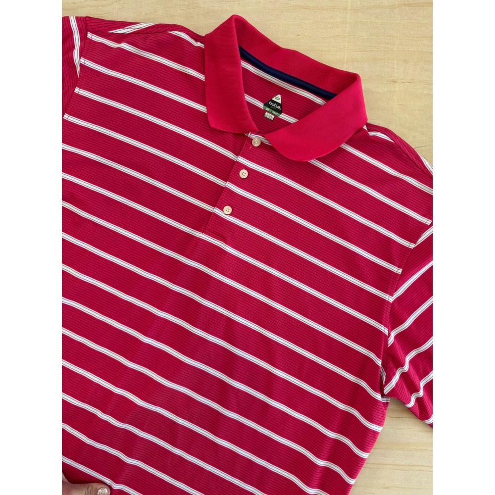 Bolle Golf‎ B-Tech Polo XXL Red White Striped Performance Shirt Athletic